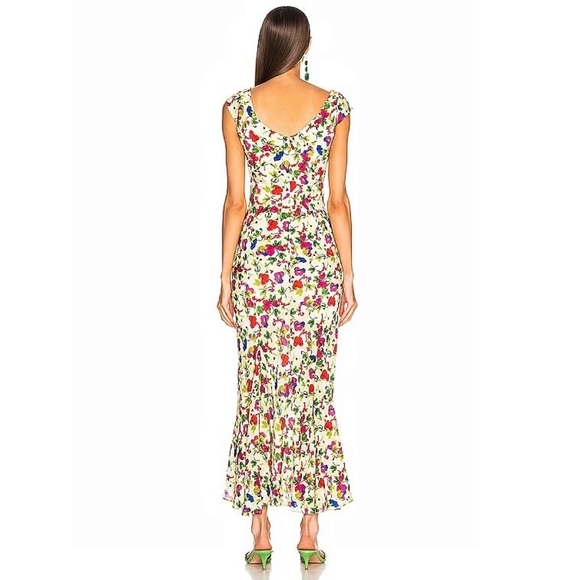NWOT Saloni 90s Daphne-C Garden Party Silk Floral Slip Maxi Dress - Picture 16 of 16